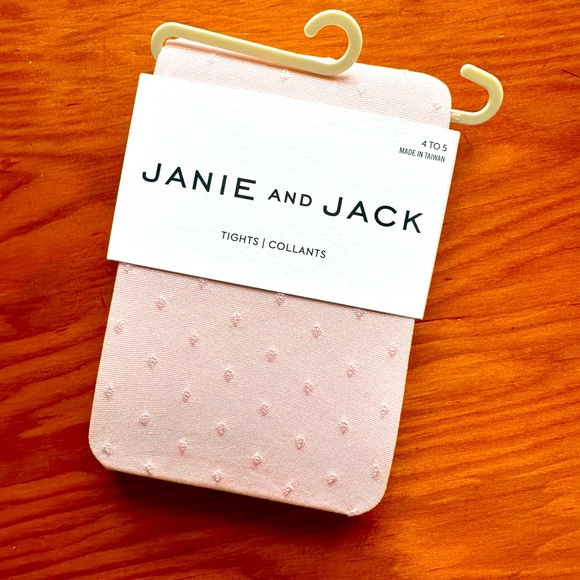 NWT Janie and Jack Light Pink Swiss Dot Tights, size 4 to 5 - Picture 1 of 2